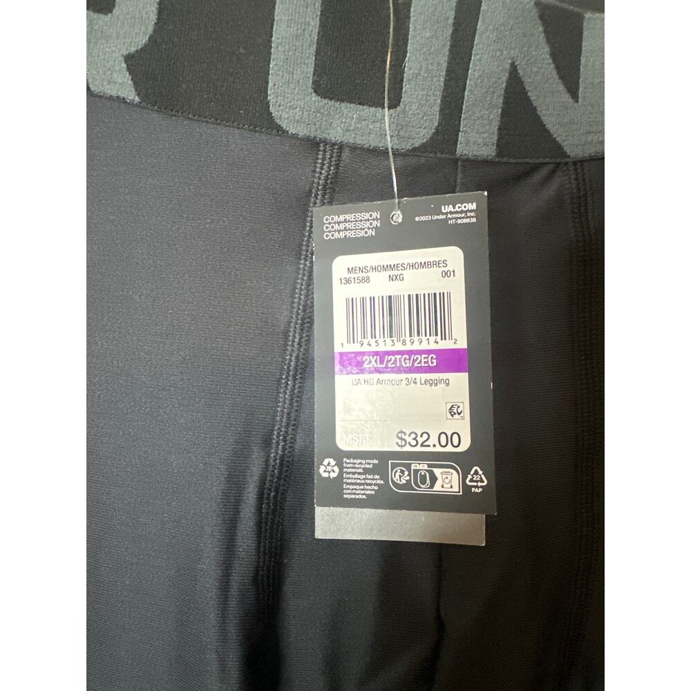 Under Armour Men's Heatgear 3/4 Leggings in Black, size XXL o - Picture 3 of 4
